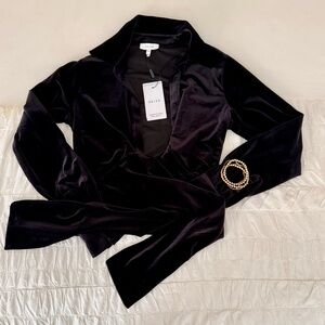 Reiss Black Velvet Tie Top XS